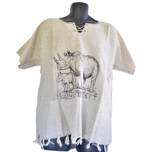 Handmade cotton shirt (Rhino with thin lines)