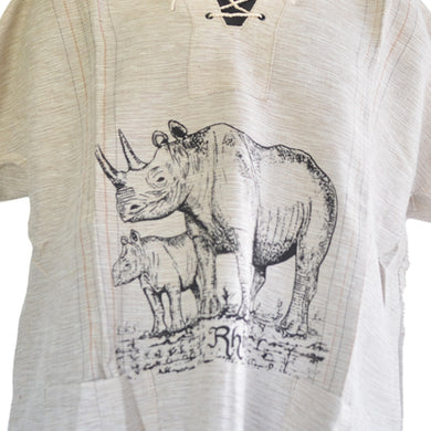Handmade cotton shirt (Rhino with thin lines)