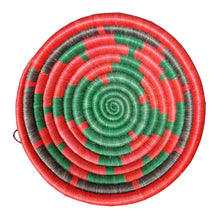 Load image into Gallery viewer, Hand-woven African Basket/Wall art-MED-Red Green star