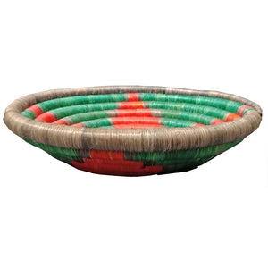 Hand-woven African Basket/Wall art-MED-Green Red star