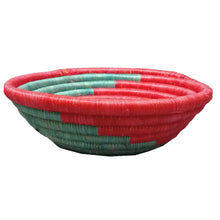 Load image into Gallery viewer, Hand-woven African Basket/Wall art-MED-Green Red spiral