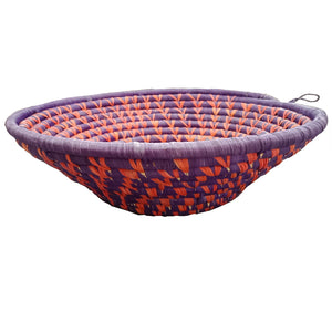 Hand-woven African Basket/Wall art-30CM-Red Grape curve line