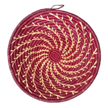 Load image into Gallery viewer, Hand-woven African Basket/Wall art-30CM-Maroon White line)