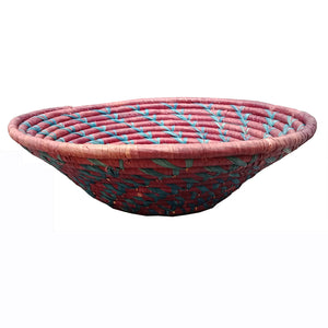 Hand-woven African Basket/Wall art-30CM-Maroon Blue line