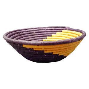 Hand-woven African Basket/Wall art-30CM-Natural Violet spiral