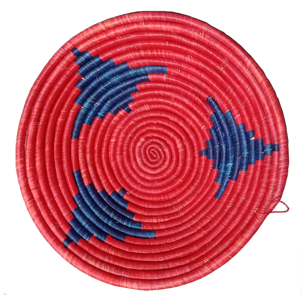 Hand-woven African Basket/Wall art-30CM-Blue Red