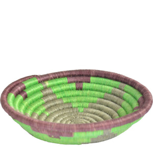 Hand-woven African Basket/Wall art -MEDIUM- Silver Green