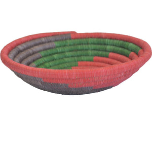 Hand-woven African Basket/Wall art -MEDIUM- SpiralRed
