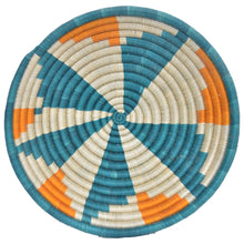 Load image into Gallery viewer, Hand-woven Fairtrade Basket/Wall art-LARGE-Teal, Orange and White