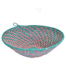 Load image into Gallery viewer, Hand-woven African Basket/Wall art -LARGE- Teal Red