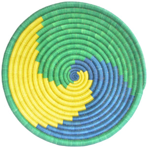 Hand-woven African Basket/Wall art -30CM- Yellow Green