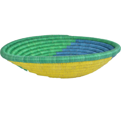Hand-woven African Basket/Wall art -30CM- Yellow Green