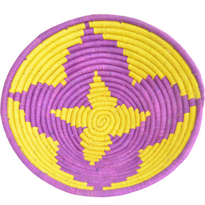 Hand-woven African Basket/Wall art -LARGE- Yellow Purple