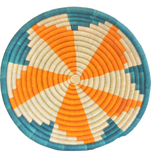 Hand-woven African Basket/Wall art -30CM- Yellow White