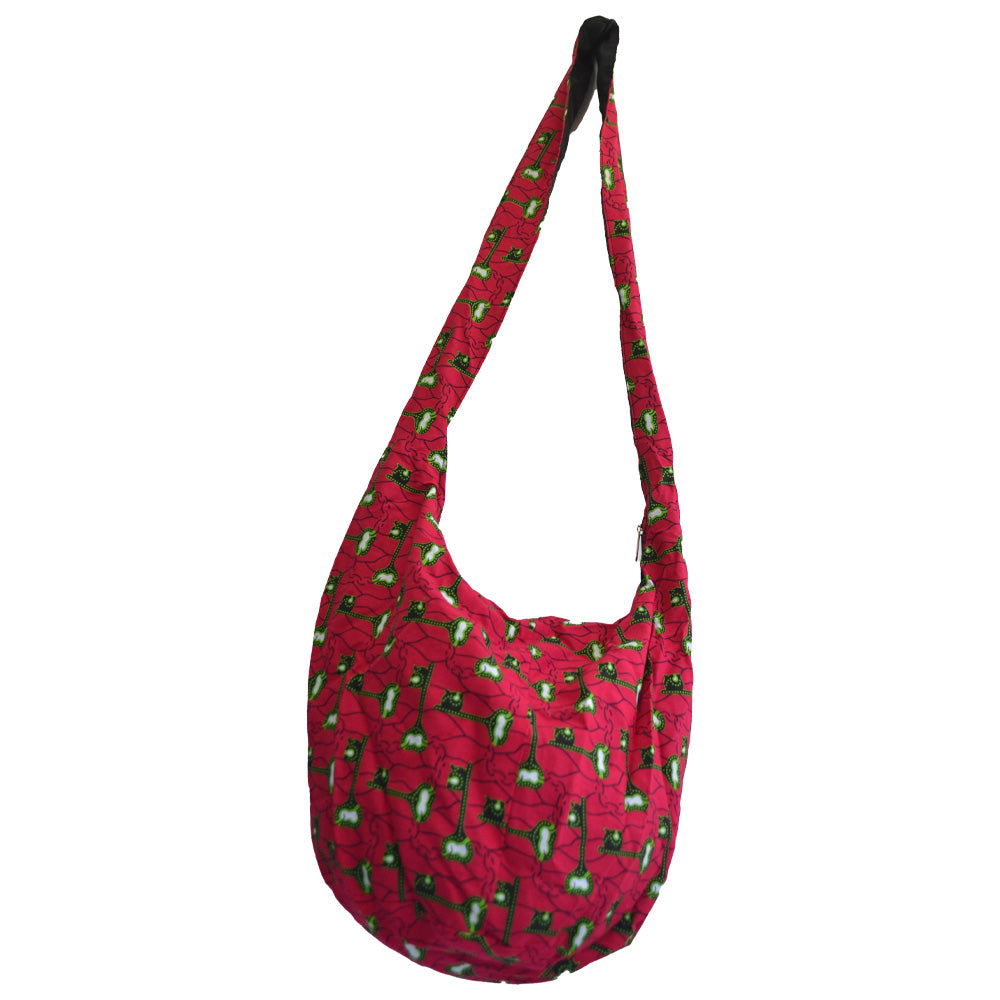 Hobo Bag Cross Body Bag- African print (Red)
