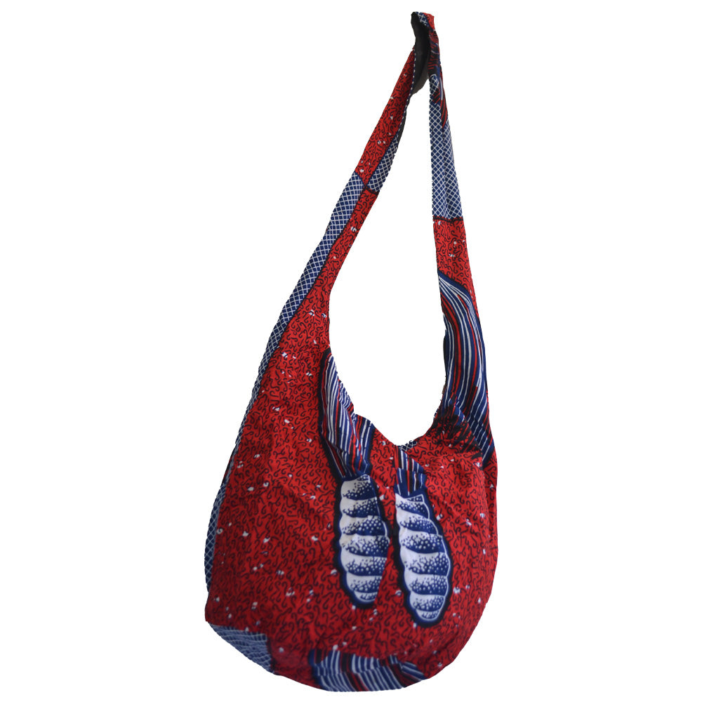 Hobo Bag Cross Body Bag- African print (Red/Blue)