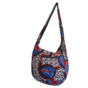 Hobo Bag Cross Body Bag- African print (Brown/Red)