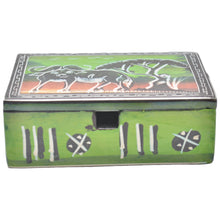 Load image into Gallery viewer, Soapstone Jewelry box (Green with Bufallo carving)