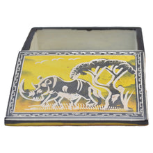Load image into Gallery viewer, Soapstone Jewelry box (Yellow with Rhino carving)