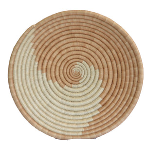 Hand-woven African Basket/Wall art -30CM- Beige White